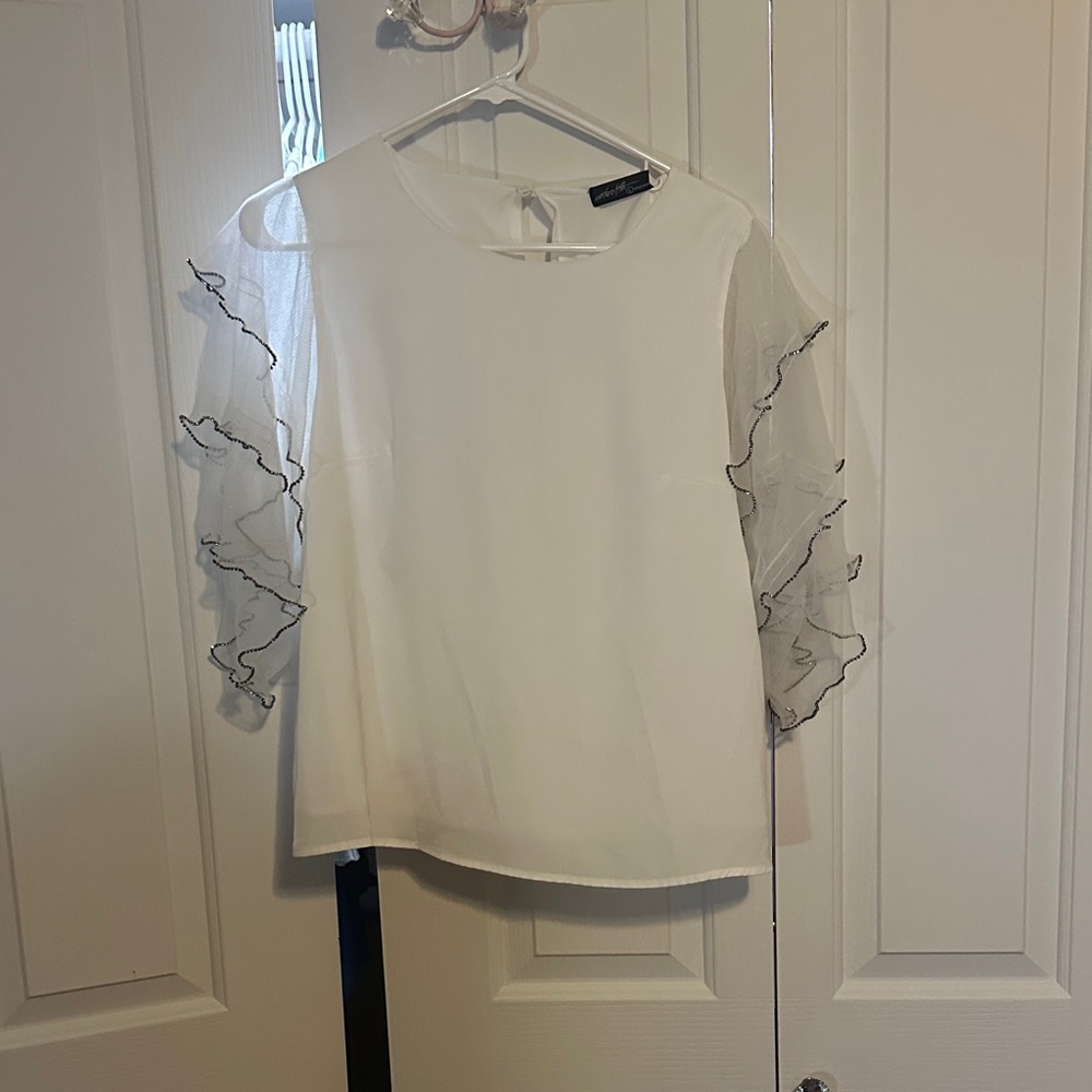 Elegant White Sheer Sleeve Top